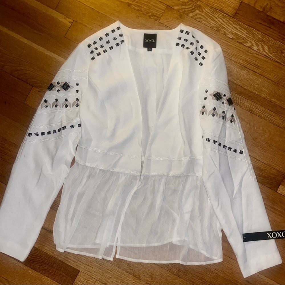 NEW White peplum Blazer w/embellishments Sz XL